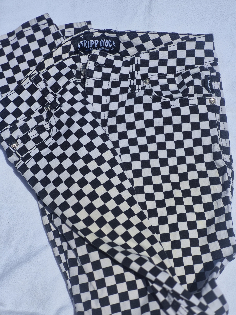 Tripp NYC Black and White Checkerboard Skinny Jeans